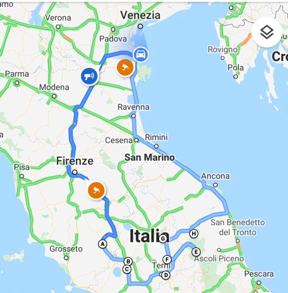 Itinerario Grand Tour Umbria Lazio Toscana Roadtrip 1200 km 5 giorni